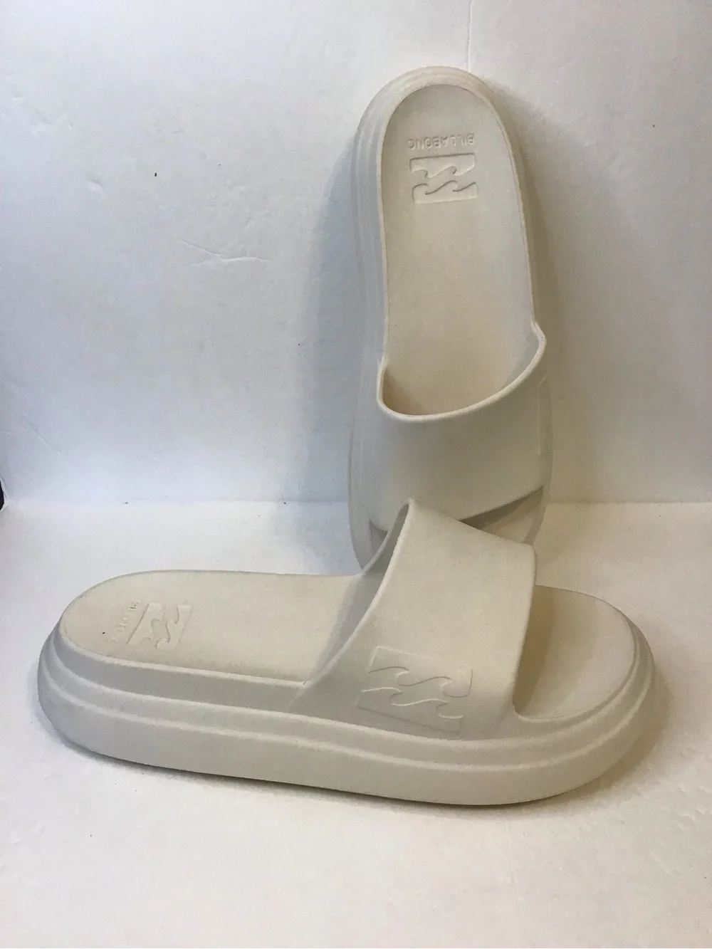 Billabong Men's Off-White/Ivory Slide Cloud Platform Sandals Wave Logo 9